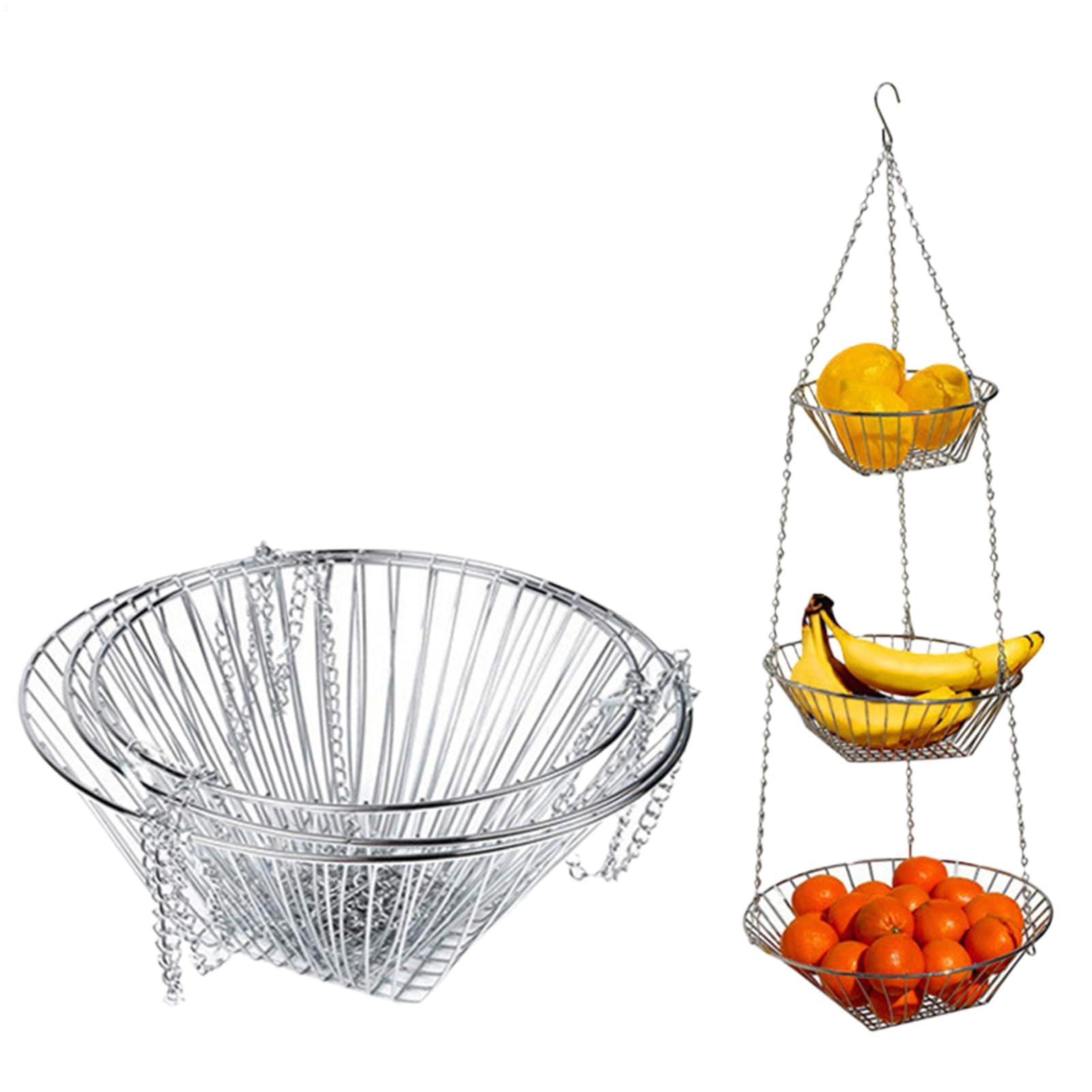 Caja de Almacenamiento Tipo Cesta para Cocina Generisch - Estante de Alambre de 3 Niveles, Ahorra Mucho Espacio y Tiene una construcción de Metal Duradera con Acabado Resistente a la oxidación.