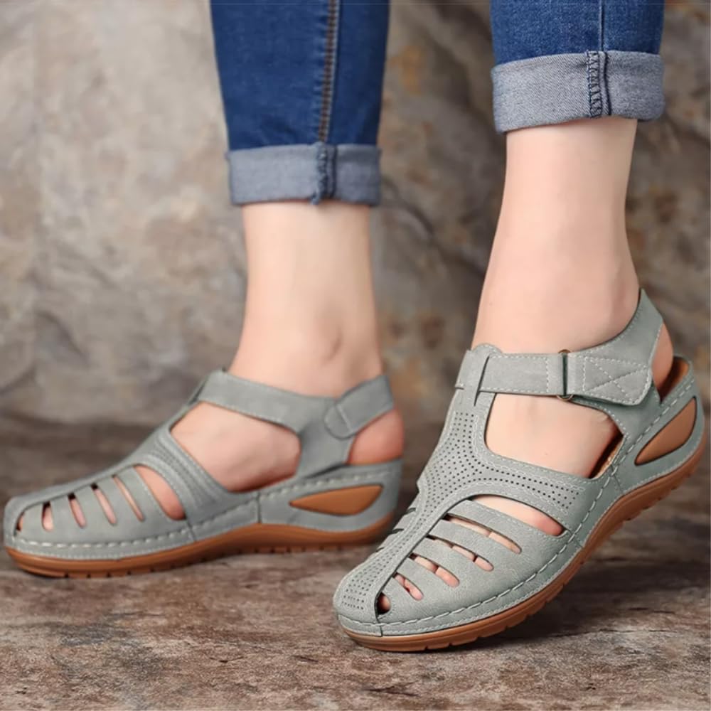 DYRBF - Sandalias romanas bohemias para mujer, de tacón bajo, sandalias de gladiador de piel sintética con tiras y cierre para vacaciones de verano, Purple, 41 EU