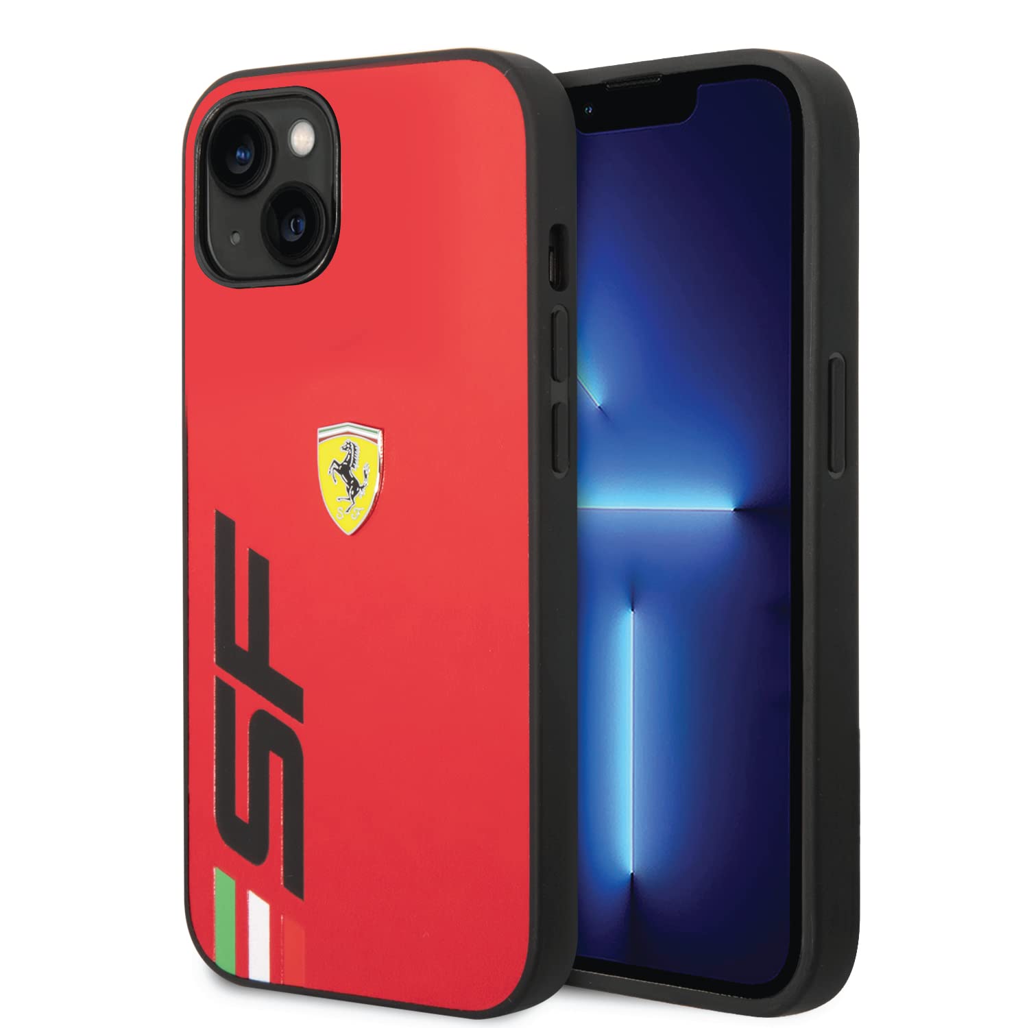 CG MOBILE Ferrari Phone Case [Official Licensed] PU Leather Case with SF Logo Protective Case/Cover Compatible with iPhone 14 Plus (6.7-Inch) 2022 - Red
