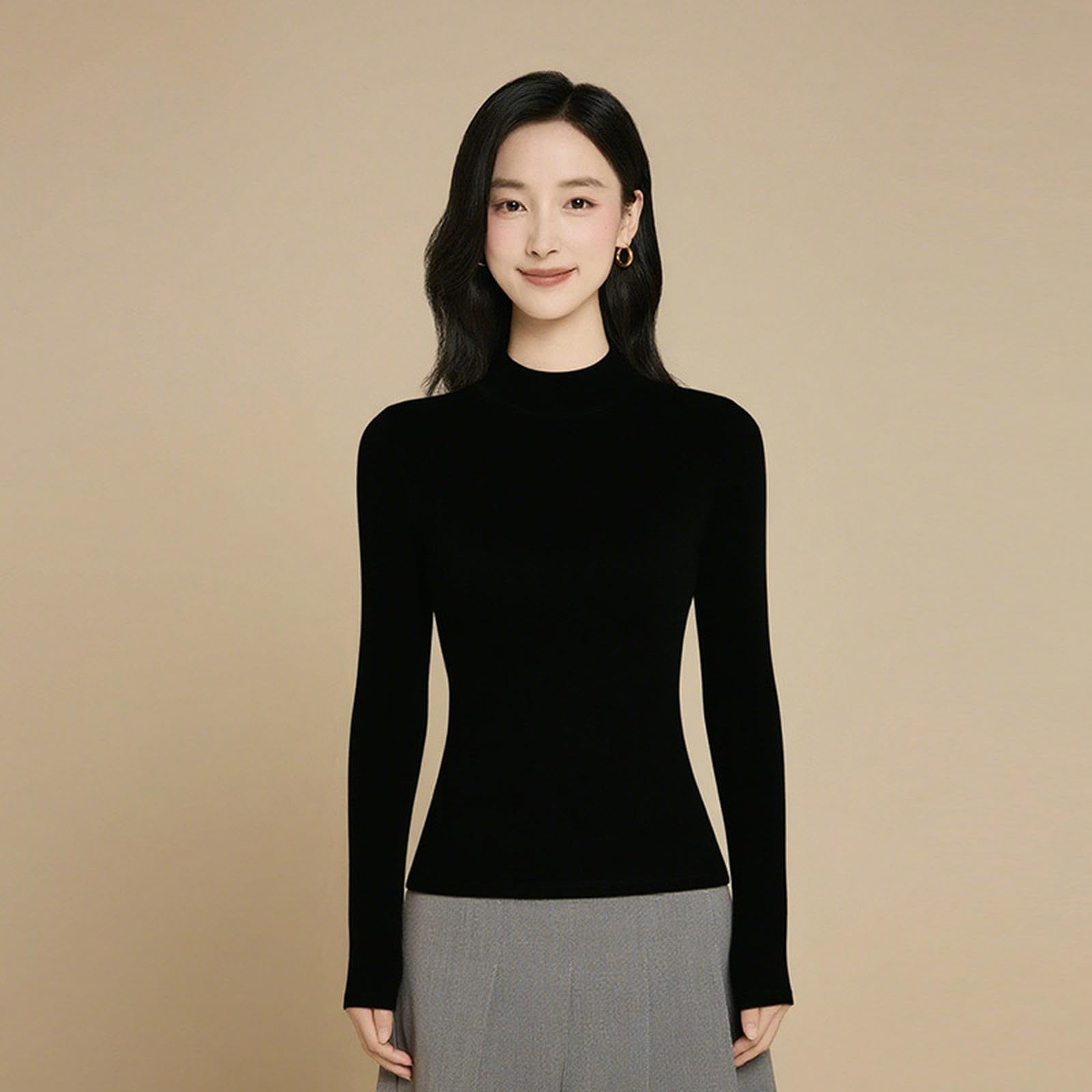 Maglia Termica Shirt da Fondo A Maniche Lunghe Autunno E Inverno Donna-Rosso-l