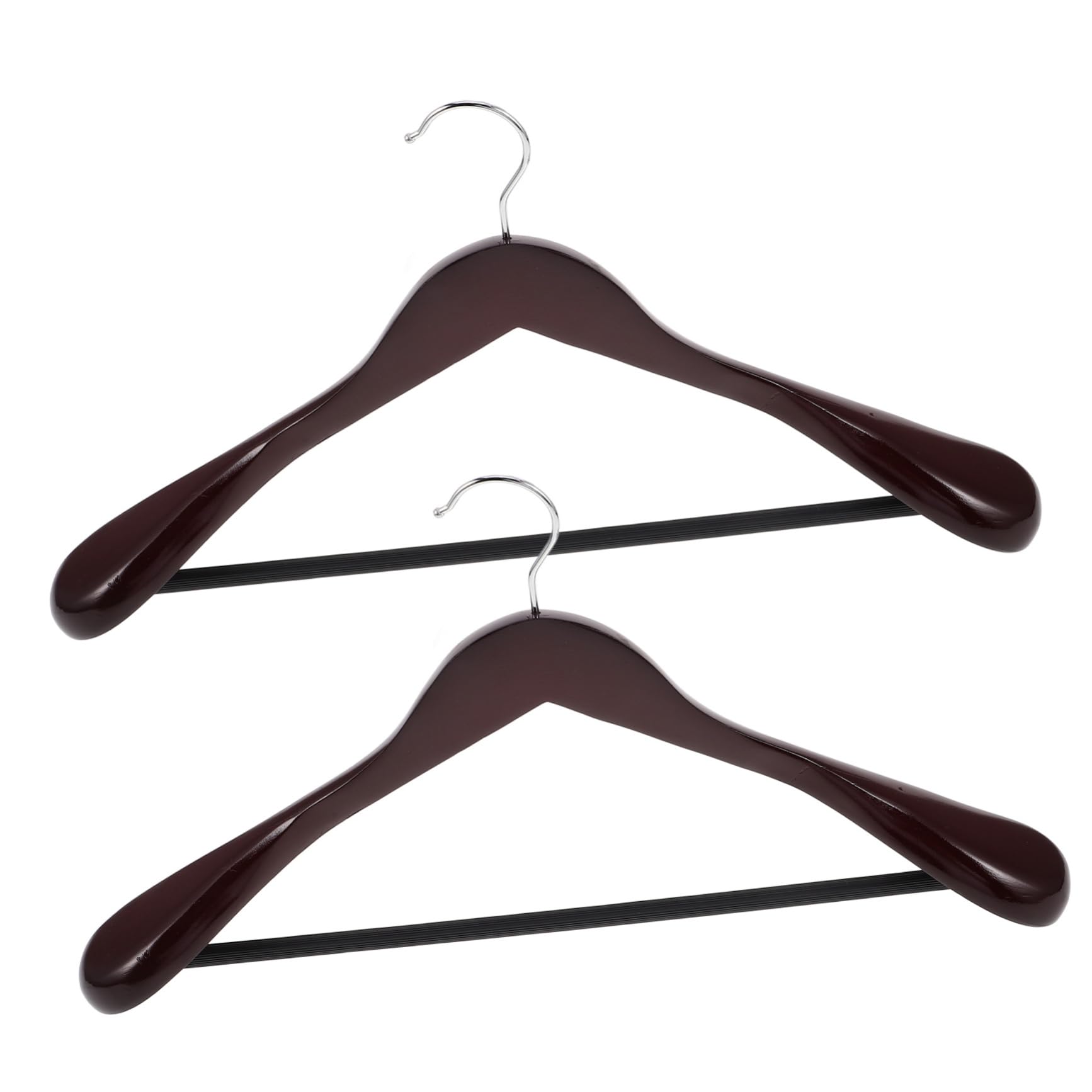 Cabilock 2pcs Extra Wide Solid Wood Hangers for Closet Non Slip Design for Suits and Coats Heavy Duty Garment Hangers with Optimal Shoulder Support Stylish Wardrobe Accessory