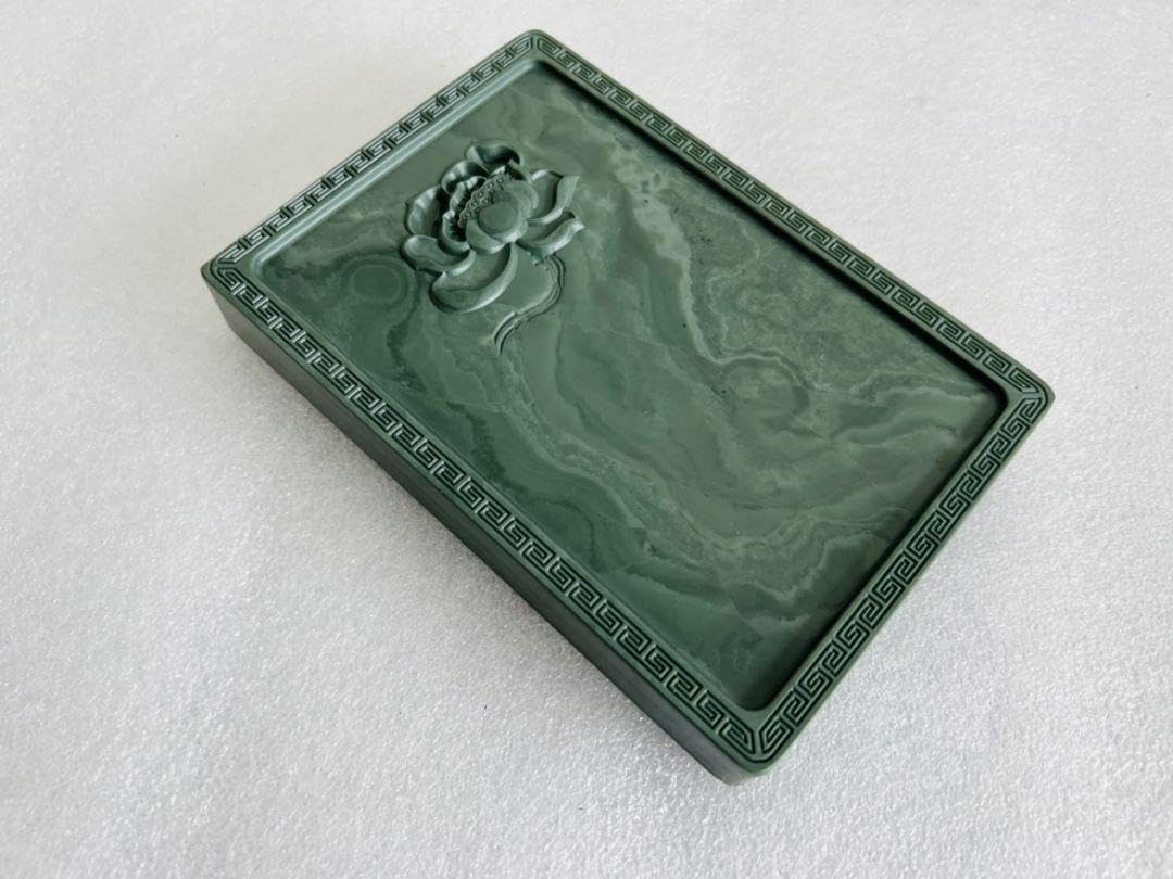 Amazon.co.jp: 松花石蓮華硯 書道具 文房具工芸品美術品 置物 : 文房具 