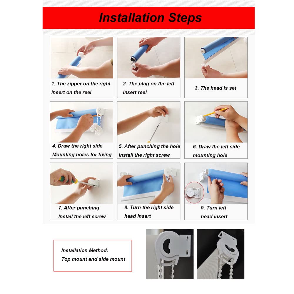 Persianas enrollables 100 % opacas, impermeables, térmicas, con accesorios de montaje, perfectas para dormitorios, salas de estar y oficinas (1,5 x 2 m)