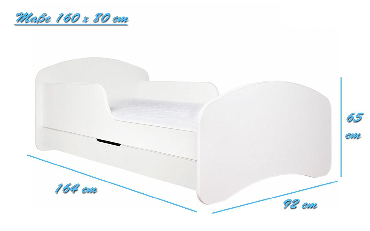 Primea Lettino per bambini con due gufi in diversi colori - Include il materasso e la rete a doghe 140 x 70, 160 x 80, 180 x 90, 190 x 90