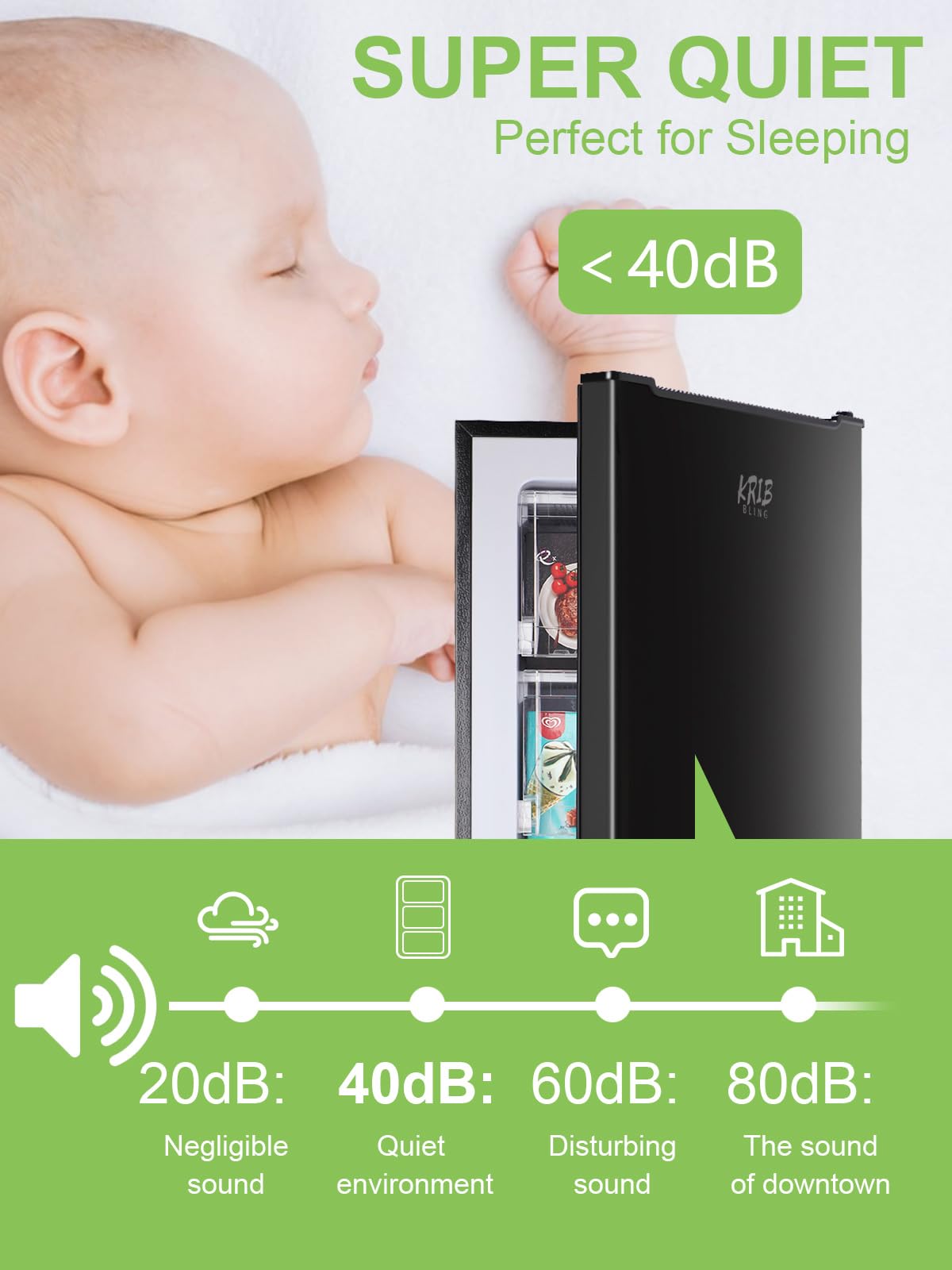 Krib Bling 3.0 Cu.Ft Compact Upright Freezer With Single Door, Two Shelves Mini Freezer With Three Adjustable Thermostat, -22°F And 32°F (0°C And -30°C)., For Home, Kitchen, Office, Black on Fridge.com - View 5