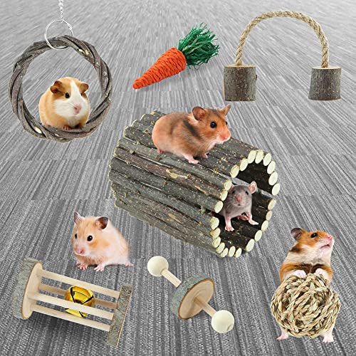 Yixund hamster toys rat toys chinchilla toys hamster chew toys cage accessories apple wood sticks ladder bell roller for gerbil guinea pigs and other small animal 4 Yixund hamster toys rat toys chinchilla toys hamster chew toys cage accessories apple wood sticks ladder bell roller for gerbil guinea pigs and other small animal - image 5