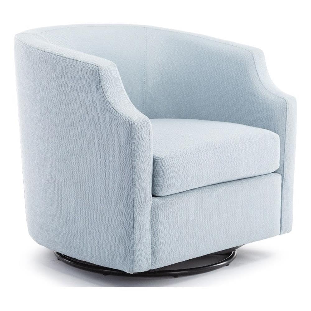 Infinity Polyester Fabric Swivel/Rocker Barrel Accent Chair with Pocket Coil Seat Cushion, 360 Degree Swivel, No Assembly Required, in Sky Blue Finish