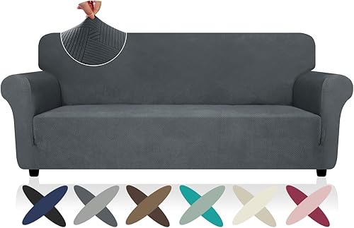 ZNSAYOTX Funda súper elástica para sofá (72-92 pulgadas), funda de sofá a rayas con parte inferior elástica, tela de elastano, a prueba de perros y