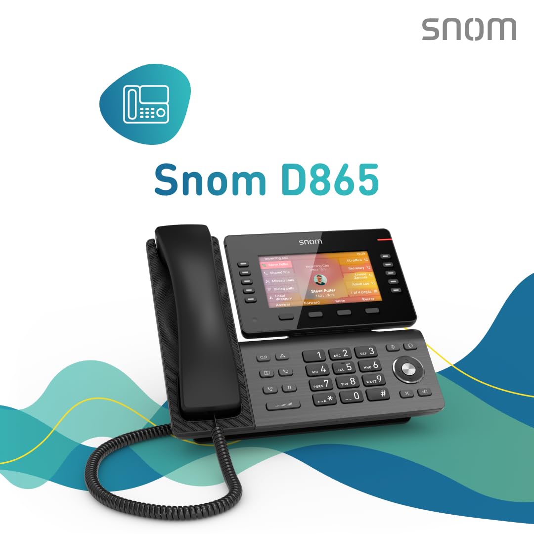 Snom D865 IP Telefon, SIP Tischtelefon, 5" IPS-Farbdisplay 1280×720 Pixel, WiFi & Bluetooth & NFC, 10 SmartLabel-Tasten, 12 SIP-Konten, Hörgerätekompatibel, Gunmetal, 00004536