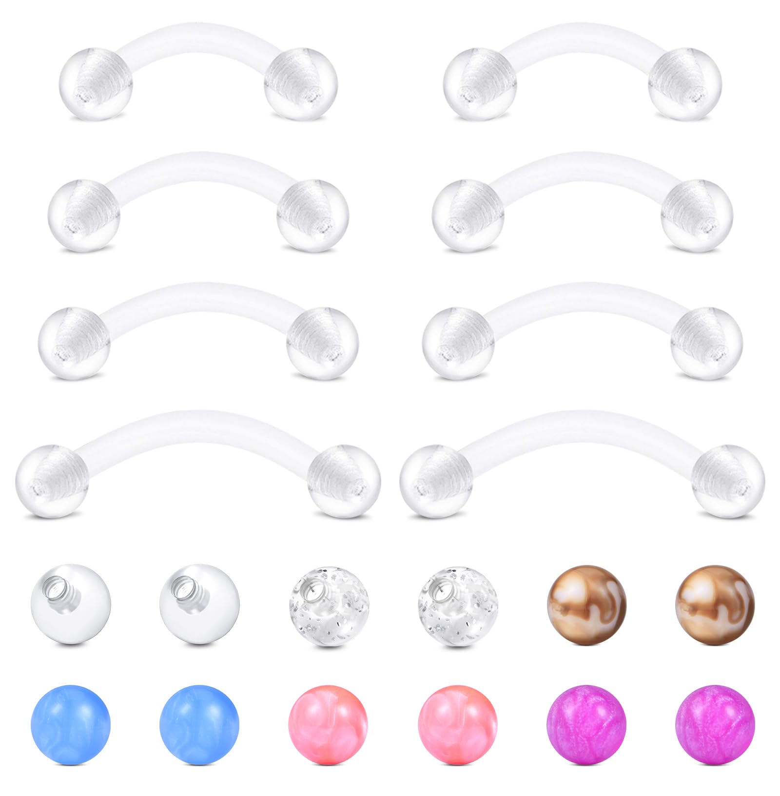 Longita Clear Belly Button Rings Plastic Belly Button Rings Plastic Belly Rings for Sports Surgery