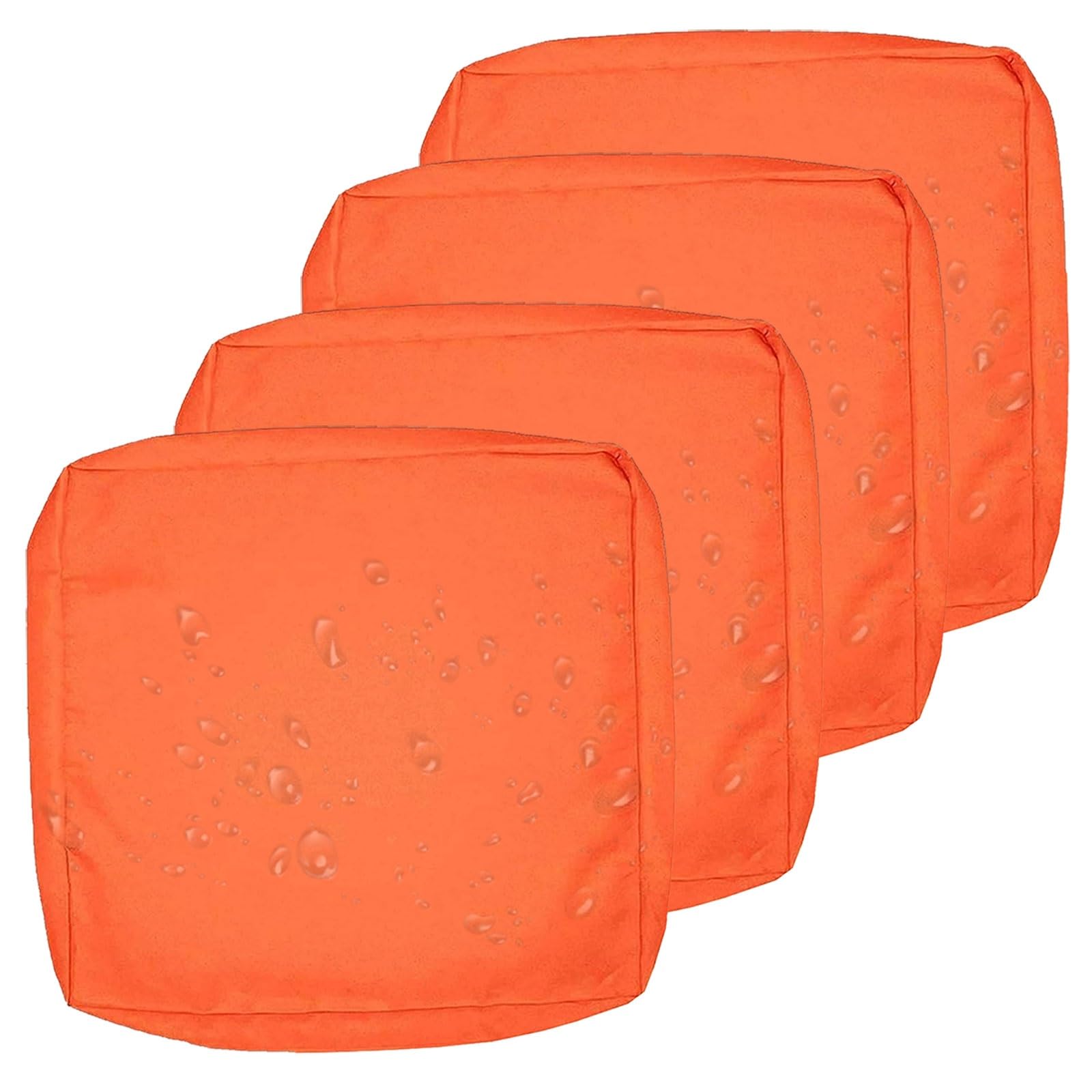 uyeoco 1/2/4-Pack Seat Cushion Covers Waterproof with Zipper, 60x60cm & 50x50cm for Garden Furniture, Seat Pads Cover for Indoor & Outdoor Sofa/Chair Patio Rattan Furniture(Orange,4-PACK_33X65X10CM)