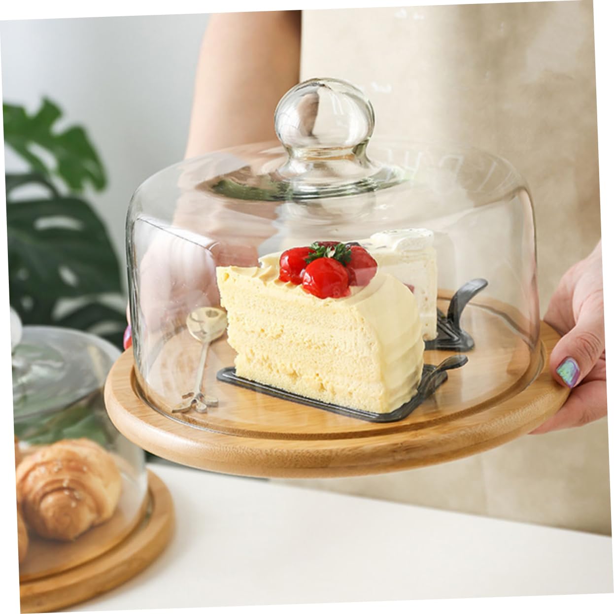 Cabilock Tapa de Vidrio Redonda para Alimentos, Cúpula Transparente