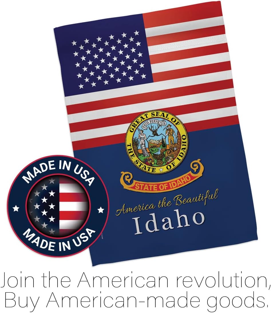 US Idaho Garden Flag - Set with Stand Regional States USA American Territories Republic Country Particular Area - House Decoration Banner Small Yard Gift Double-Sided Made in 13 X 18.5