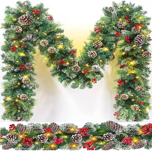 Coronas Y Guirnaldas, Home Improvement Guirnalda Navideña con 50 LED Luces 2.7 M,Decoraciones de Navidad,Para Escaleras, Chimenea, Puerta, árboles de Navidad, Jardín, Regalo