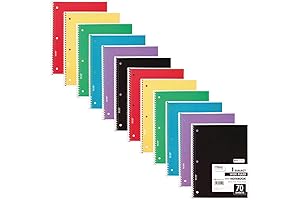 Mead Spiral Notebook, Wide Ruled, 12-Pack, 1-Subject, 10-1/2" x 8", 70 Sheets