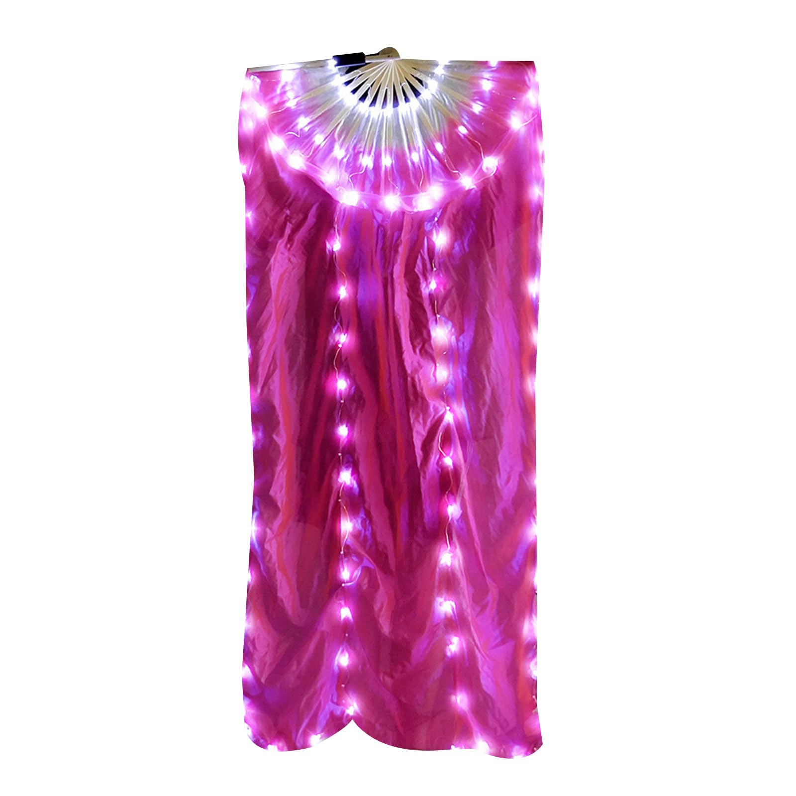 hogtnd Handmade Wooden LED Dance Fan with Right Hand Designing Long Lighted Silk for Dancers and Artists Lighting Dancing