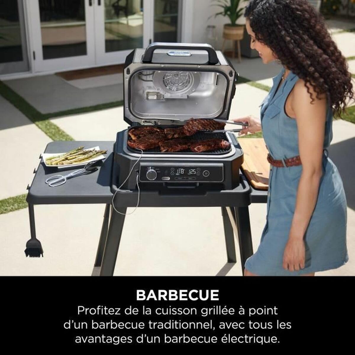 NINJA OG850EU Woodfire Electric XL Outdoor Grill, Grey/Black
