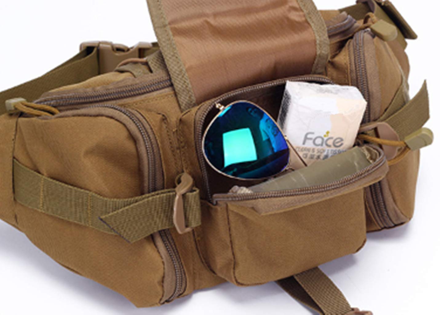 Riñonera táctica Riñonera MOLLE Riñonera Utilidad Hip Belt EDC Pack Bolsa ajustable para exteriores Viajar Camping Caza Correr Ciclismo Pesca Perro Caminar, Negro - 8