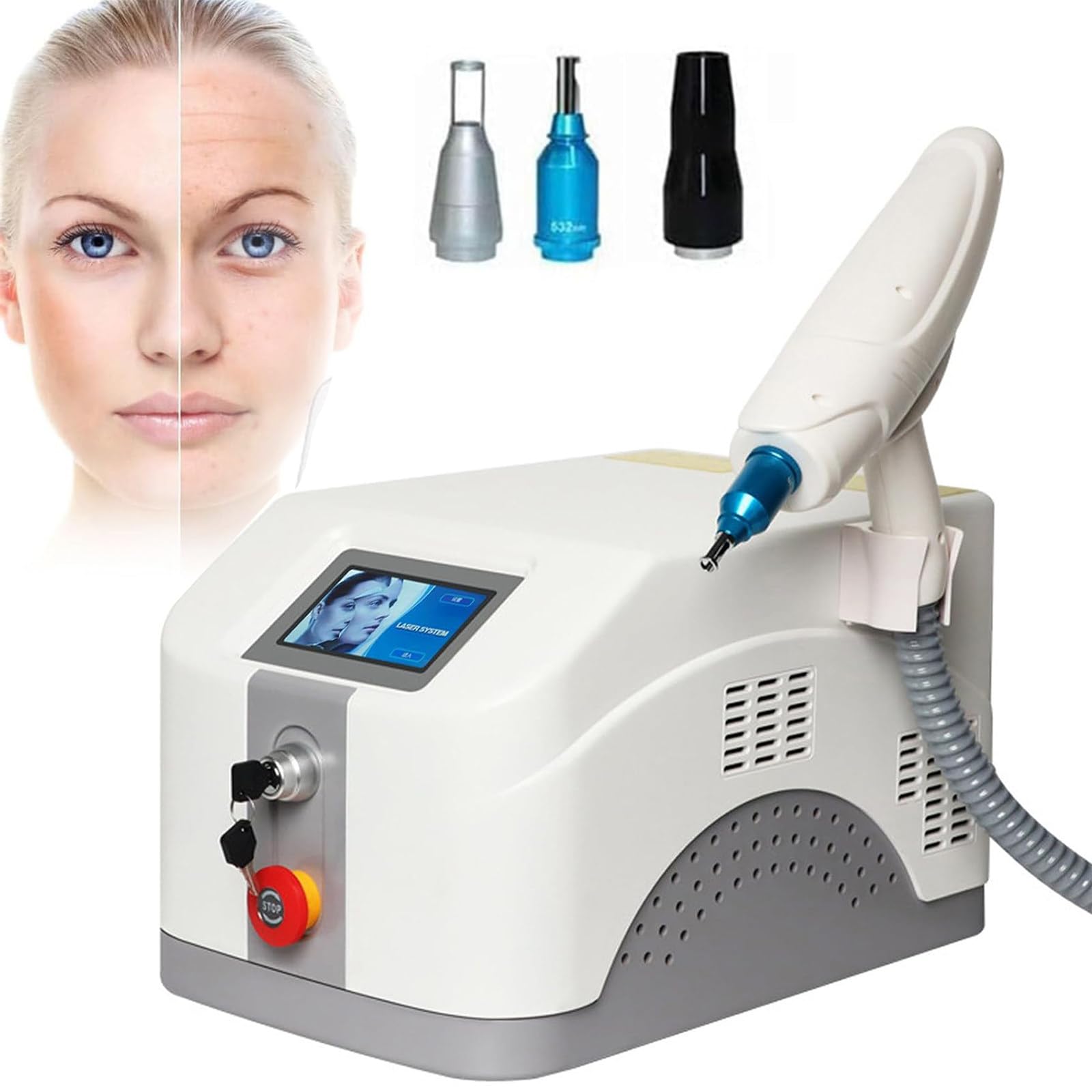 Professionelles Laser Tattoo Entfernung, Laser Maschine, Tattoo Entfernungsgerät, Augenbrauen Tattoo, Lippentattoo, Augenentfernung, Pigmentflecken entfernen, Kühlsystem