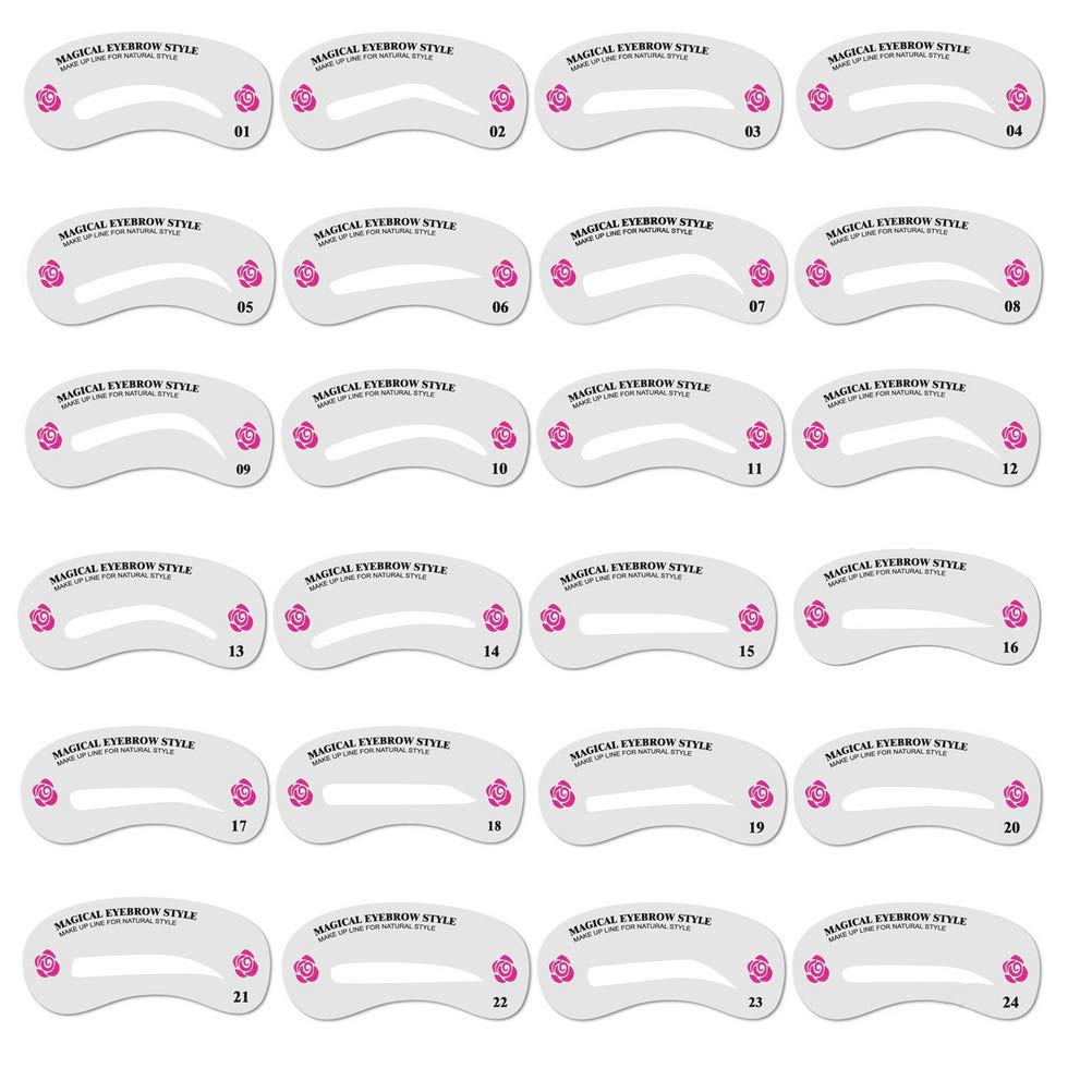 nuoshen Eyebrow Stencils,24 Pieces Eyebrow Shapeing Eyebrows Grooming Stencil Kit for Beginner Makeup