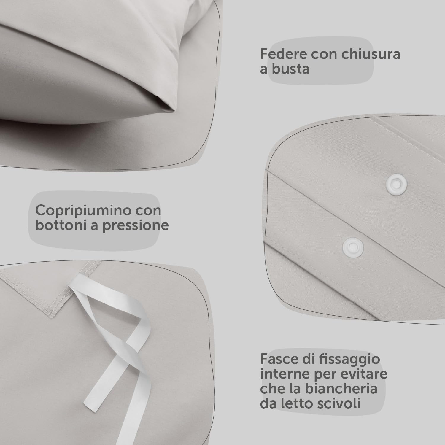 Blumtal Copripiumino Singolo 135x200 e Federa 50x80 - Set di Lenzuola in microfibra extra morbida certificata Oeko-Tex, Set Copripiumino Singolo con 1 Federa - 2 pezzi - Grigio Chiaro