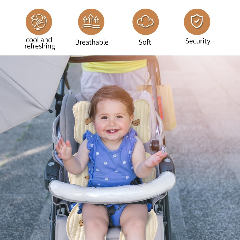 LUFEIS Cuscino per Passeggino, Materassino Passeggino Universale, Copriseduta Passegginos Antisudore, Cuscino Ovetto Auto Estivo Traspirante, Materassino per Passegginos Seggiolino Auto (Orso)