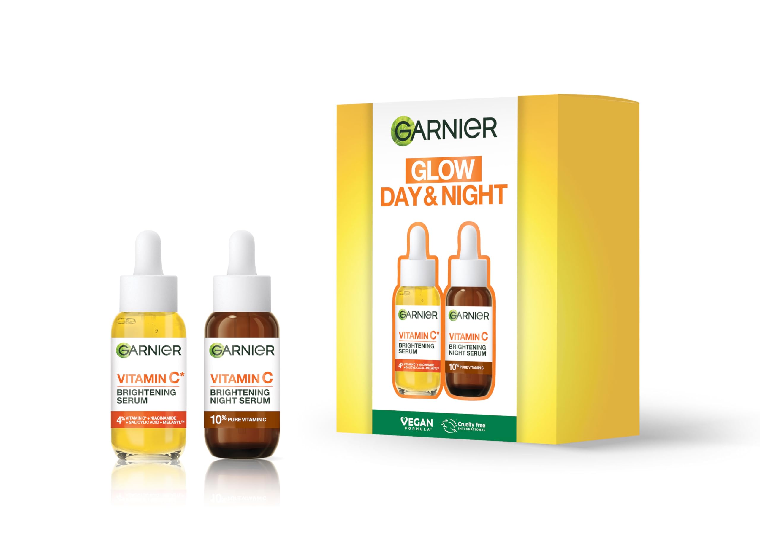 Vitamin C Day & Night Face Serum Gift Set - Brightens Skin, Reduces Dark Spots, Enhances Glow, Evens Skin Tone & Revives Radiance - For All Skin Types, Cruelty Free & Vegan - x2 30ml Serums