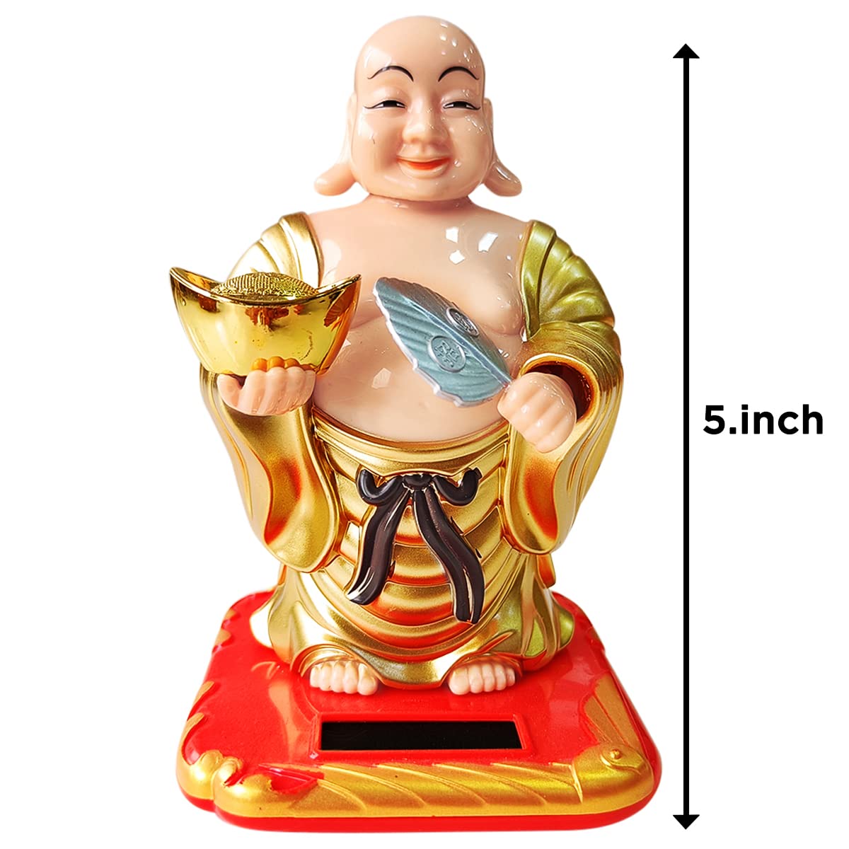 Amazon.com: Shubhanjali Solar Laughing Buddha Holding Ingot