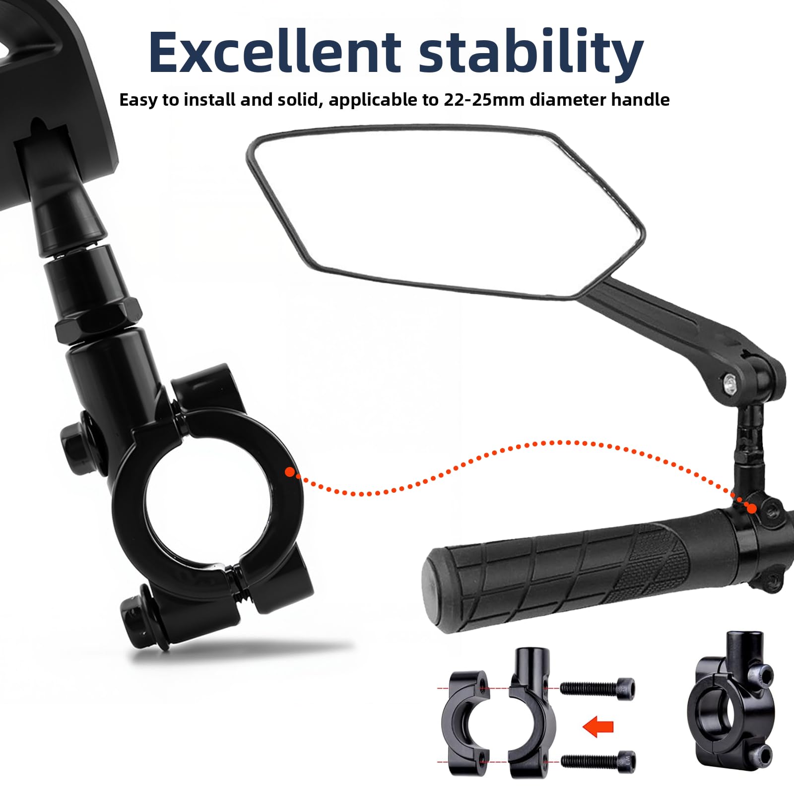 Bike Mirror 1 Pair Adjustable and Rotatable Handlebar Mirror HD Blast-Resistant Bicycle Mirror