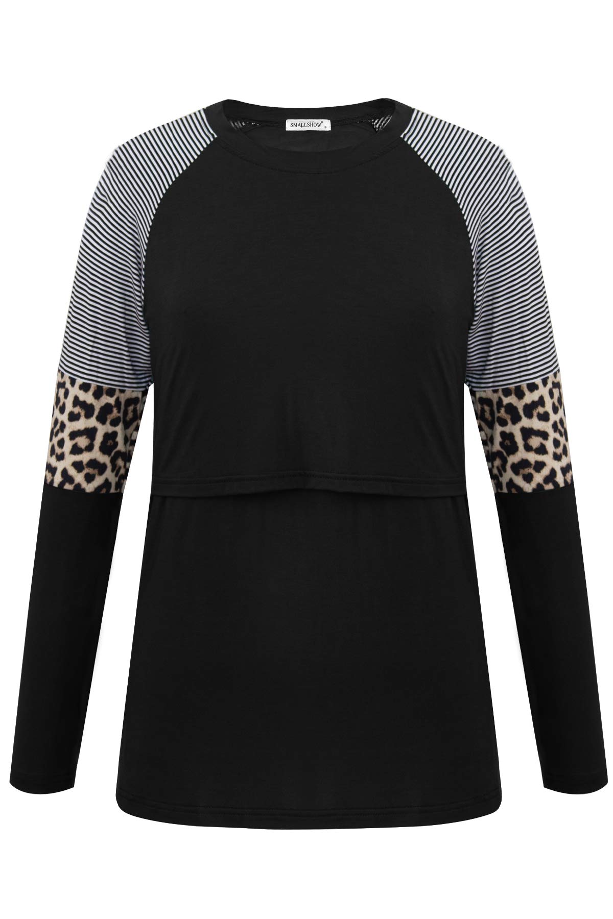 Smallshow Femmes Maternité Allaitement Vetement Manches Longues Tee Shirt Grossesse,Black,M