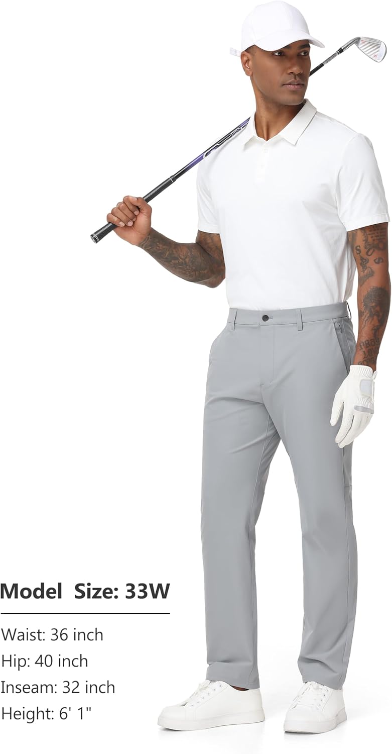 THE GYM PEOPLE Men's Golf Dress Pants Comfy Lightweight Casual Pants 30"/32" Travel Work Trousers with Pockets - Image 6