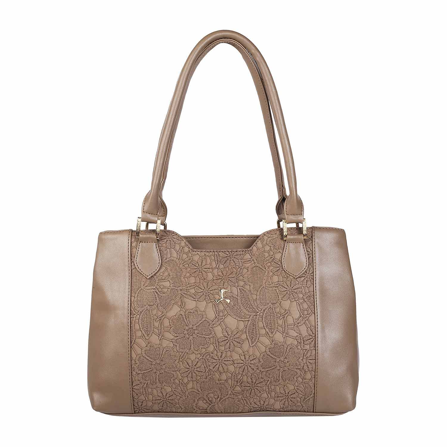 Brown Faux Leather Premium Zipper Casual Shoulder Bag For Women (66-7241)