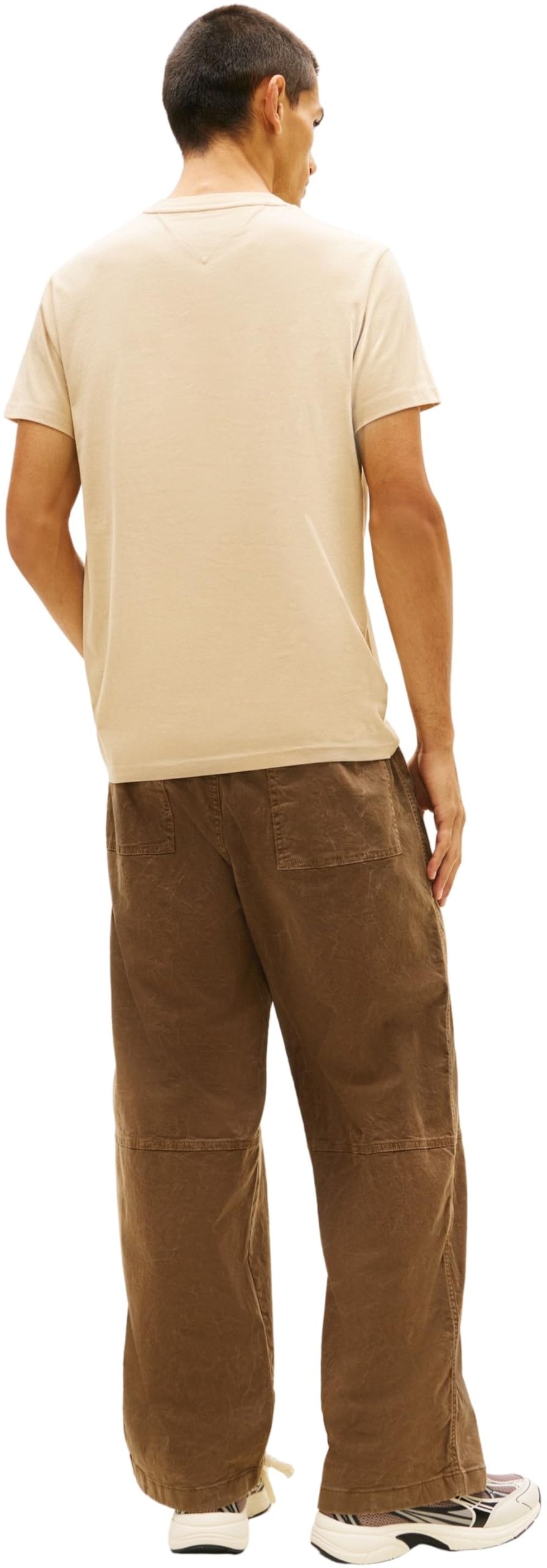 Tommy Jeans Herren T-Shirt Kurzarm Slim Sign Chest mit Logo, Beige (Gentle Gold), S – Ansicht 2