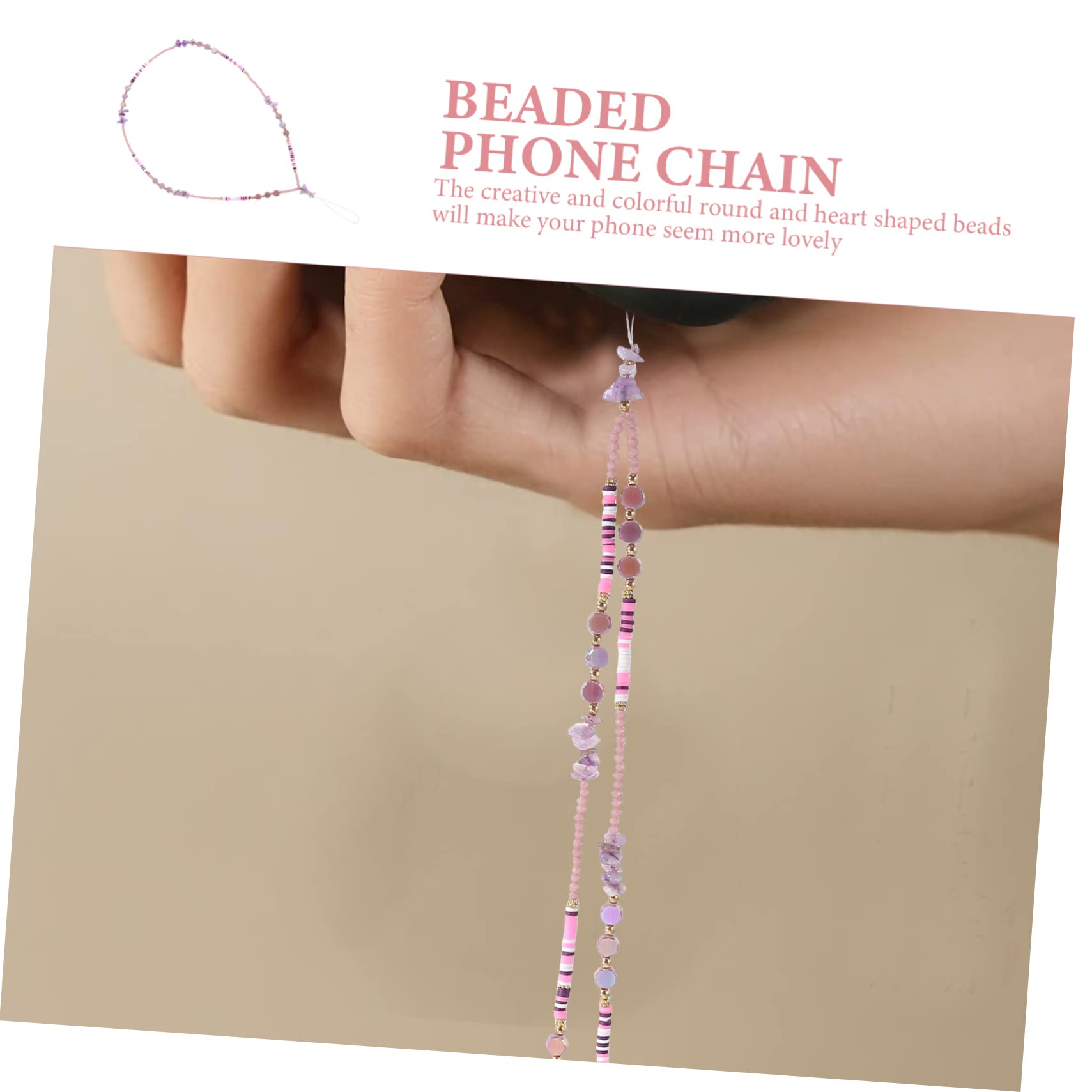 HOMSFOU Perlen Telefonkette Handschlaufe Für Schlüssel Smartphone Kamera-aufhängeband Damen Armband Armbänder Perlen Handy-hängeband Schlüsselarmband Schlüsselband Plastik Violett