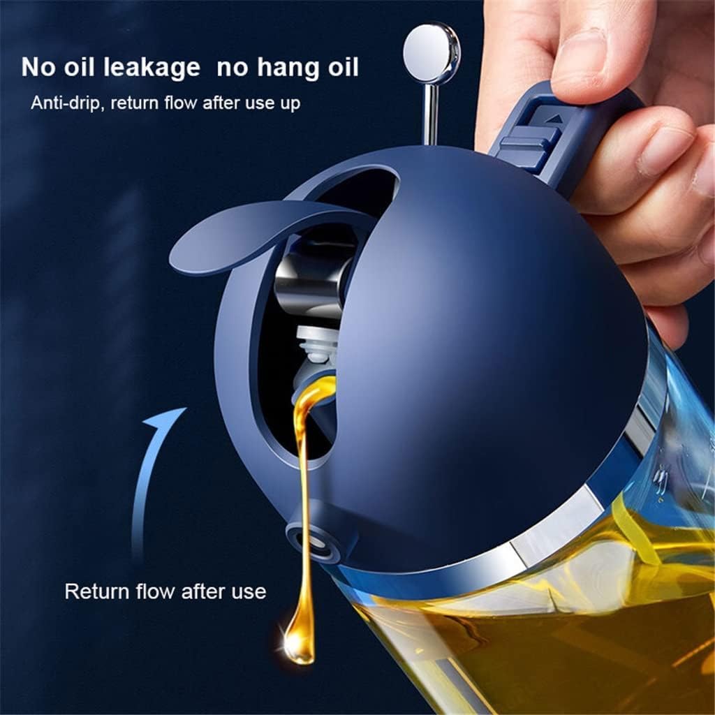 Dual-Purpose Olive Oil Spray Pouring Bottle Cooking Baking Oil Vinegar Mist Sprayer for BBQ Kitchen Glass Oil Dispenser Bottle (Color : Blue, Size : 7.8 * 20.6cm)