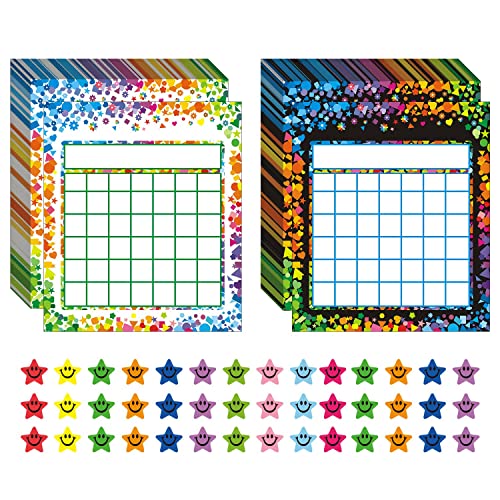 REGELETO 100 Pack Incentive Reward Chart for Kids, 2 Designs Incentive Behavior Chart with 2400 Star Stickers Kids Chore Sticker Chart at Home.