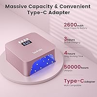 Vista 2 de Lavinda Lámpara de uñas de 48 W, luz UV inalámbrica recargable para uñas de gel, secadora de uñas LED con sensor automático, 4 ajustes