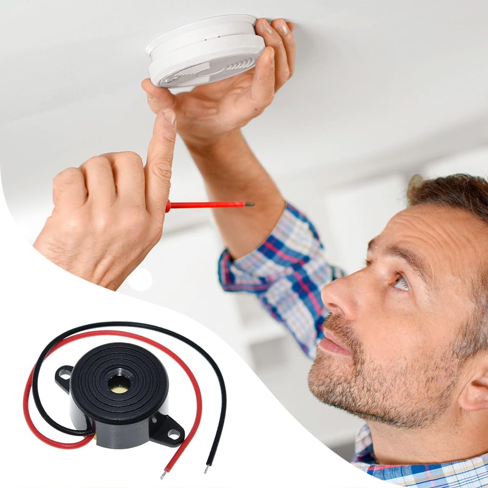Buzzer Elettronico, Allarme Elettronico Diffusore di Suoni Continuo Altoparlante a Beep elettrico con Cavo Alto Decibel Alimentazione DC 12V Tono Forte Attivo Sirena Piezo Integrazione