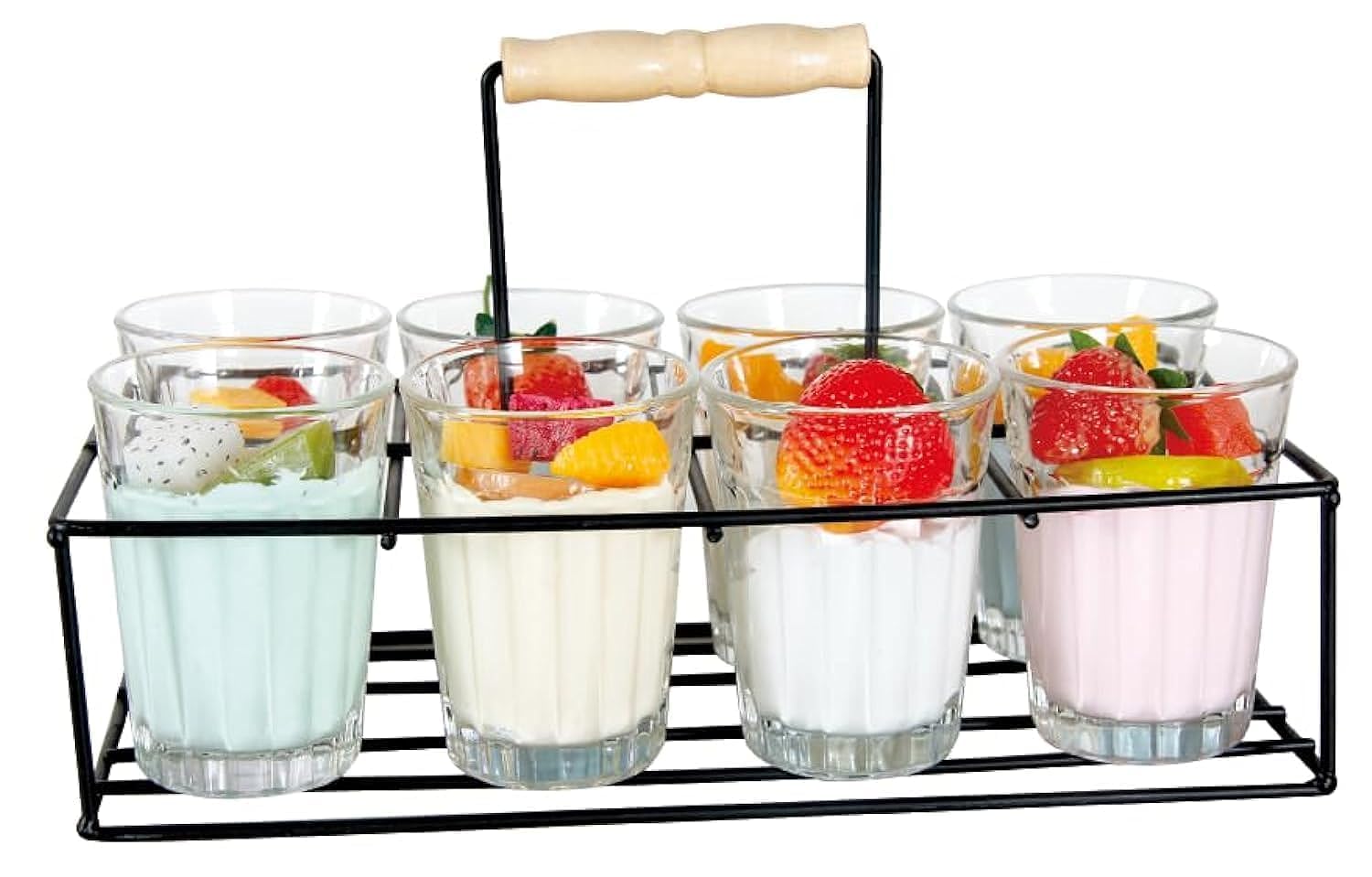 Servewell Harmony 8 GLASS Milk Shake Set With Metal Stand CLEAR JD0112