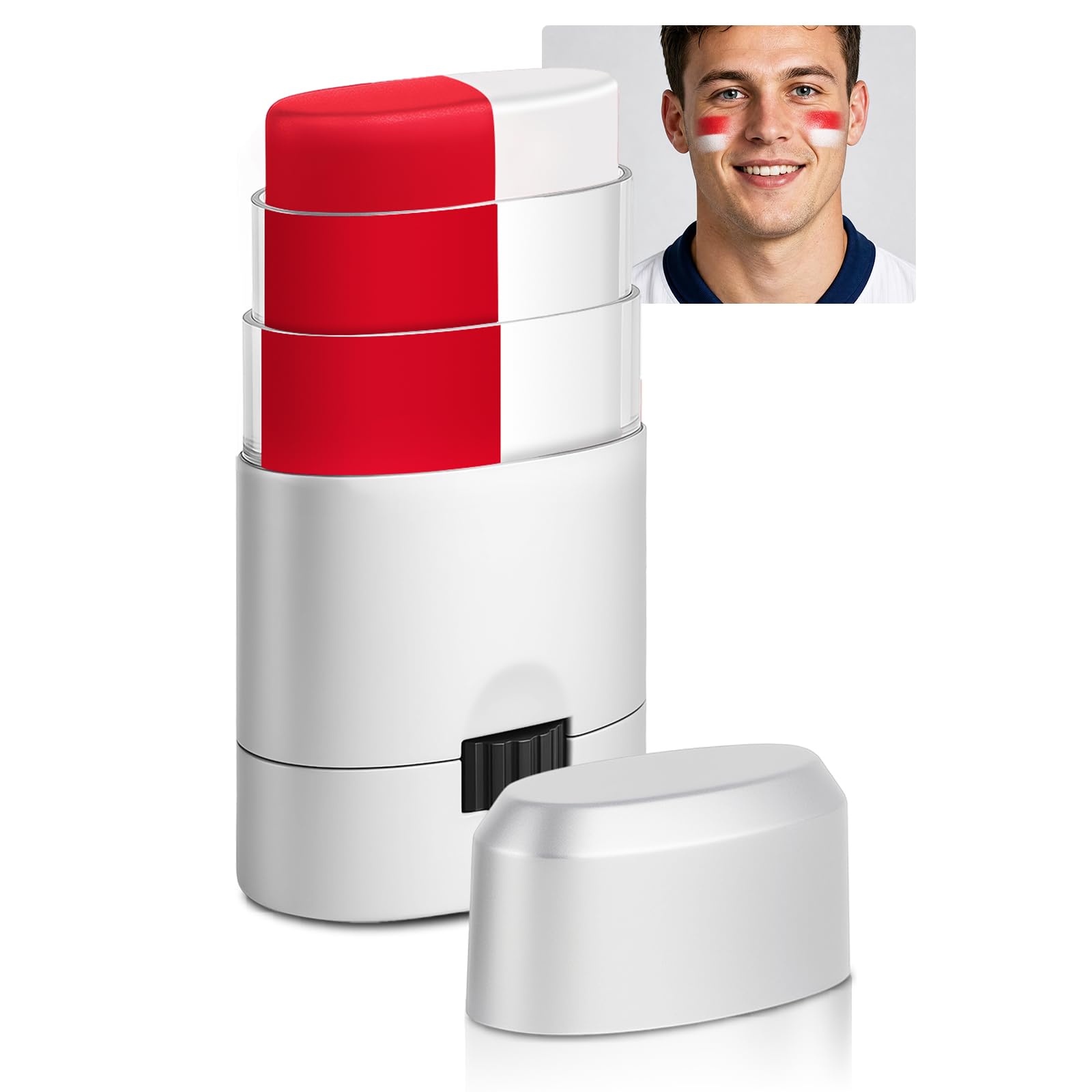 Red and White Body Face Paint Stick, Patriotic Flag Accessories Red and White (1PCS)