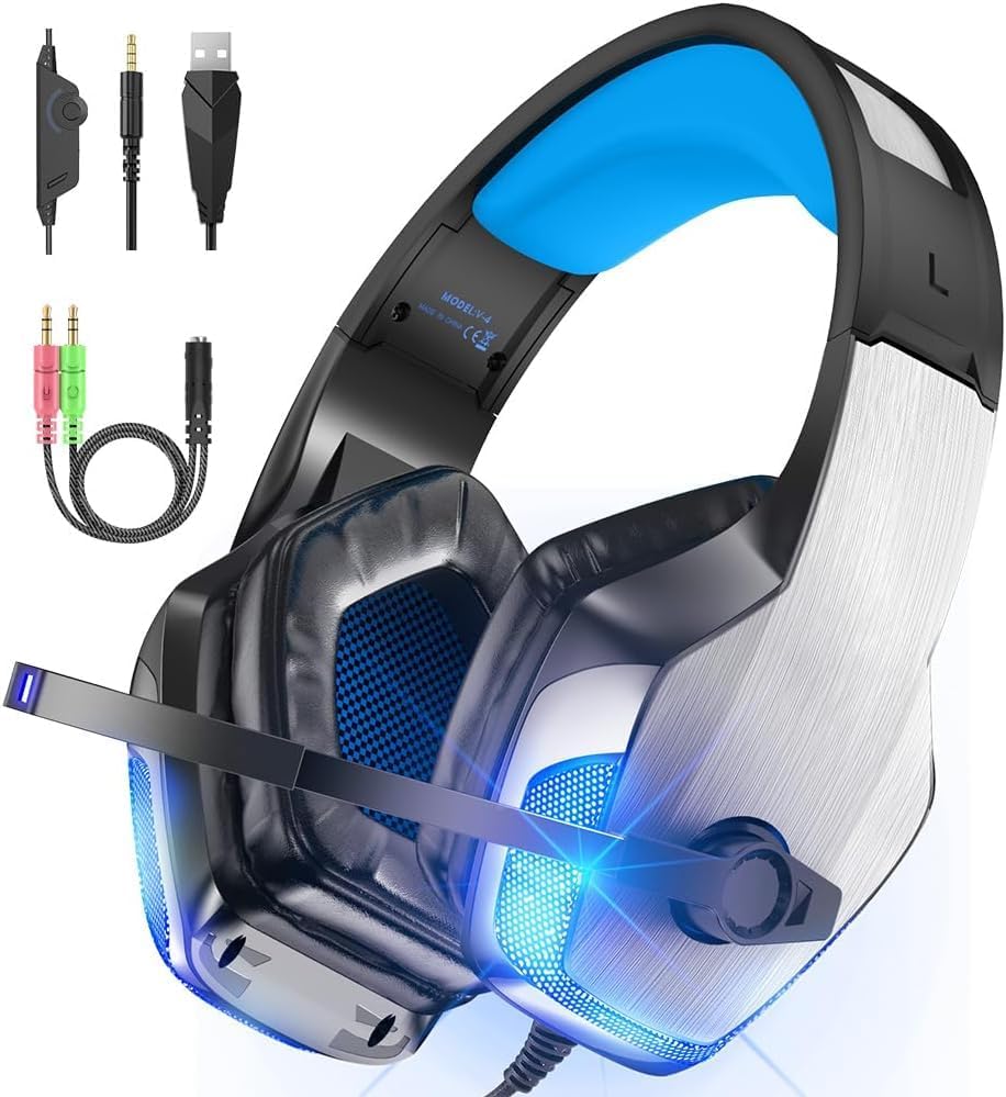 WolfLawS Gaming Headset for Xbox Series X/S, Xbox One, PS5, PS4, PC, Switch, Over Ear Headphones with Noise Isolating Mic, Bass Surround Sound, Memory Foam Ear Pads