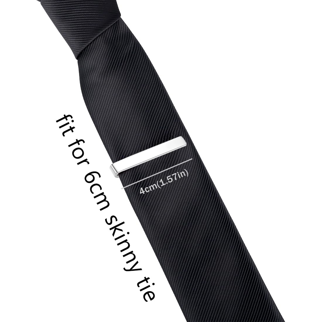 HONEY BEAR Lot de 3 Pinces à Cravate Homme/Garçons Slim Skinny 1.57inch,4cm pour Chemise Cadeaux de mariage d'affaires (Argent brillant avec boîte)