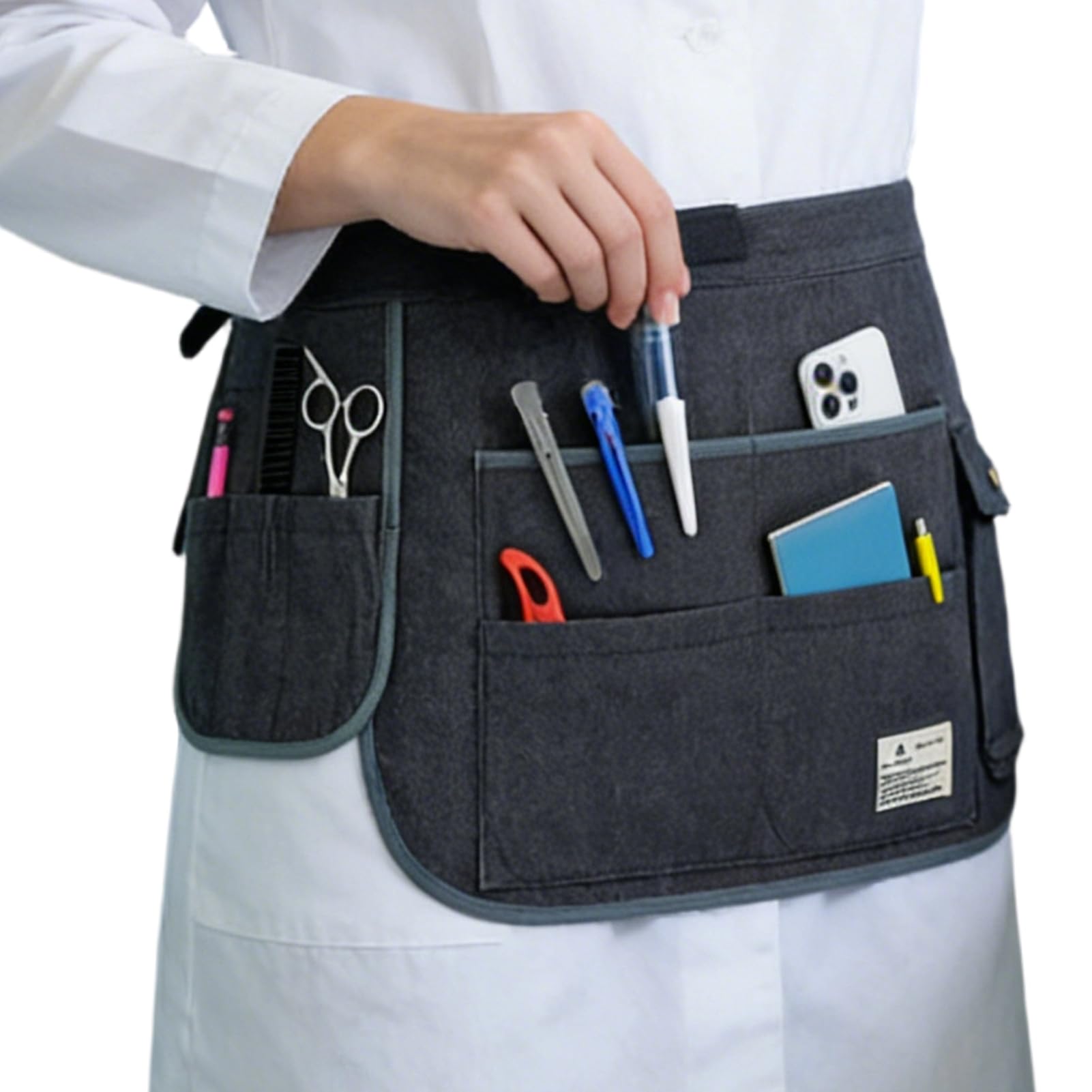Grembiule da giardino, leggero, in denim, con cintura regolabile in vita e tasche, grembiule da lavoro durevole per cucinare, cucina, barbecue, all'aperto, uso domestico