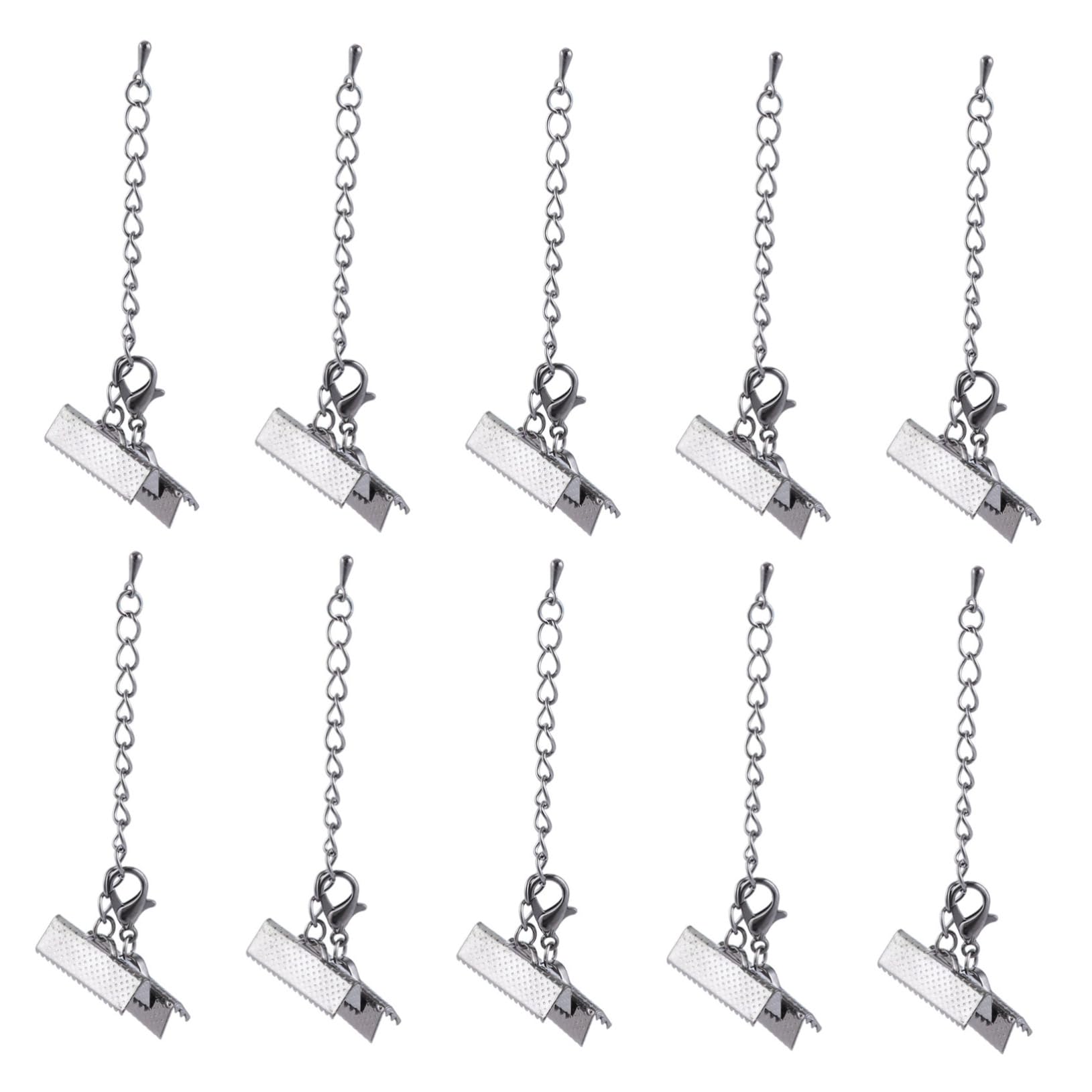 KONTONTY Bracelet Making Supplies 20mm Cord Ends Fastener Clasps Textured Crimp Ends 20pcs Iron Clip Buckles