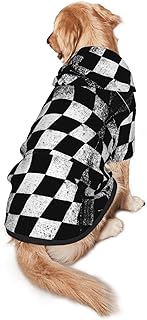 Checkered Flag Dog Hoodie Sweater with Leash Hole and Pocket Cold Weather Clothes for Medium Large Dogs