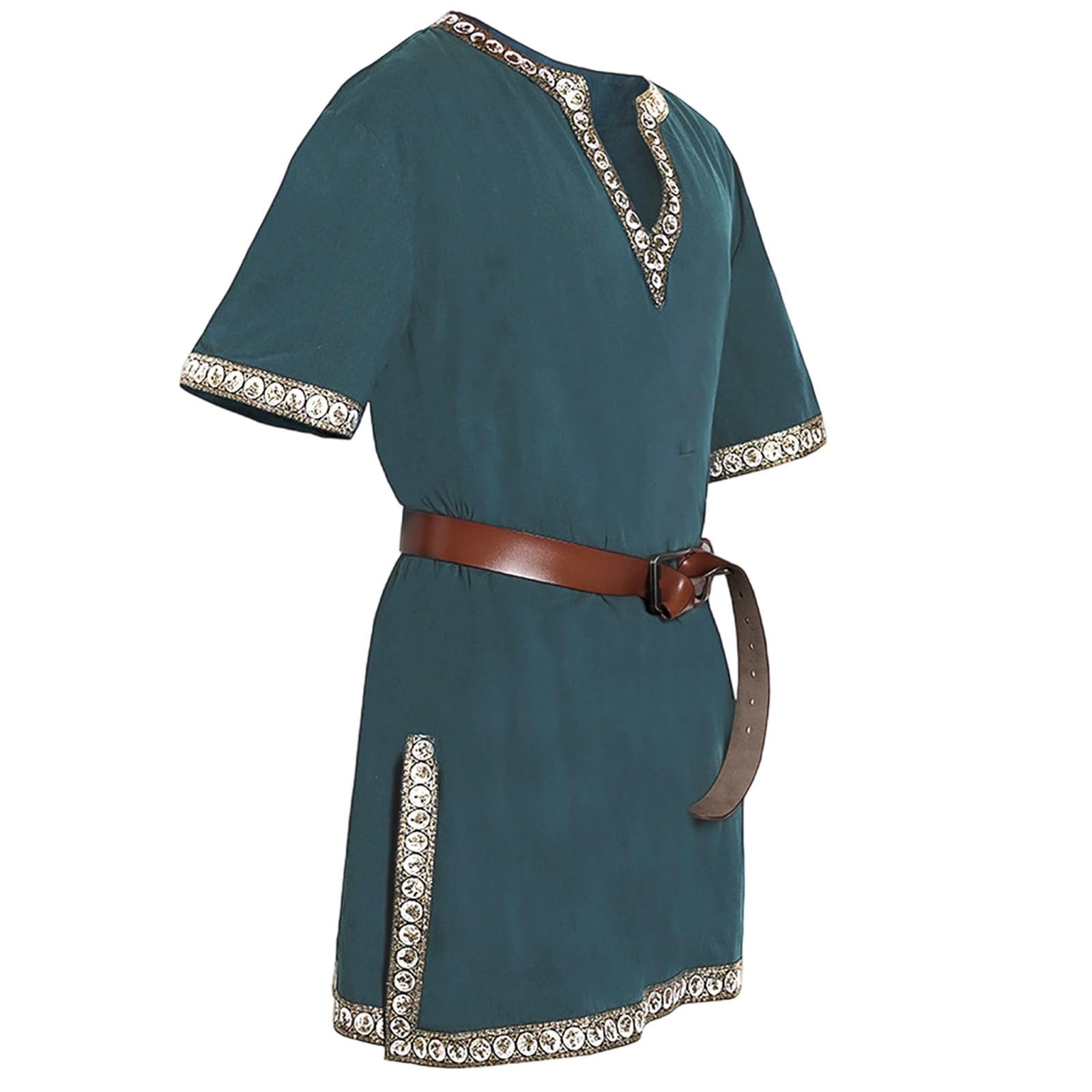 Kids Medieval Tunic BoysRenaissance Pirat Sleeveless T Shirts Boys KnightMedieval Tops Kids Tunic Costume for Carnival Halloween School HistoryDays Fancy Dress Cosplay(Not Belt) (Green, 6-7 Years)