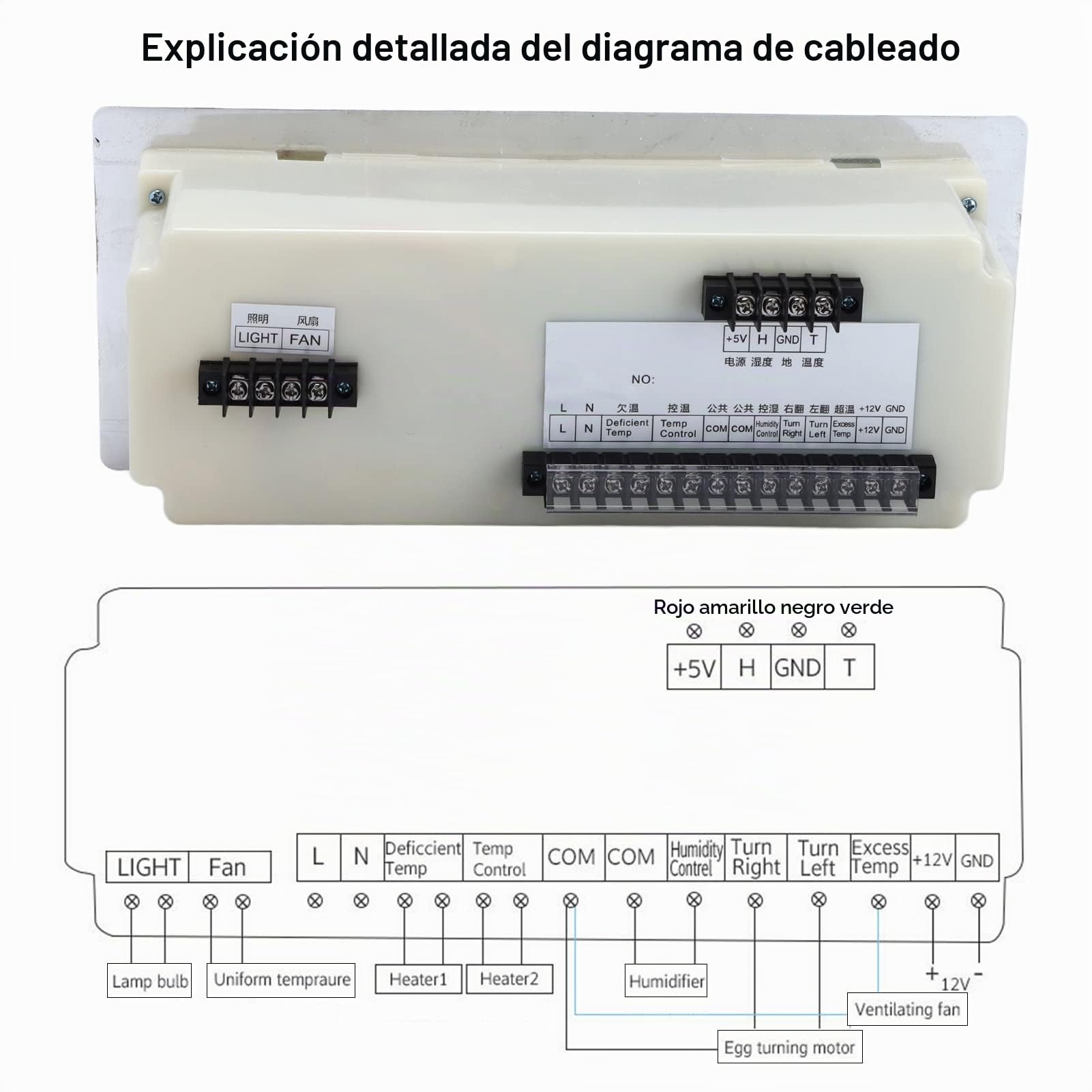 Incubadora Industrial Multifuncional, Incubadora Huevos Gallina Automática de Huevos Controlador Termostato Digital de Temperatura y Humedad Sistema Control Automático con Sonda Sensor Humedad (220V)