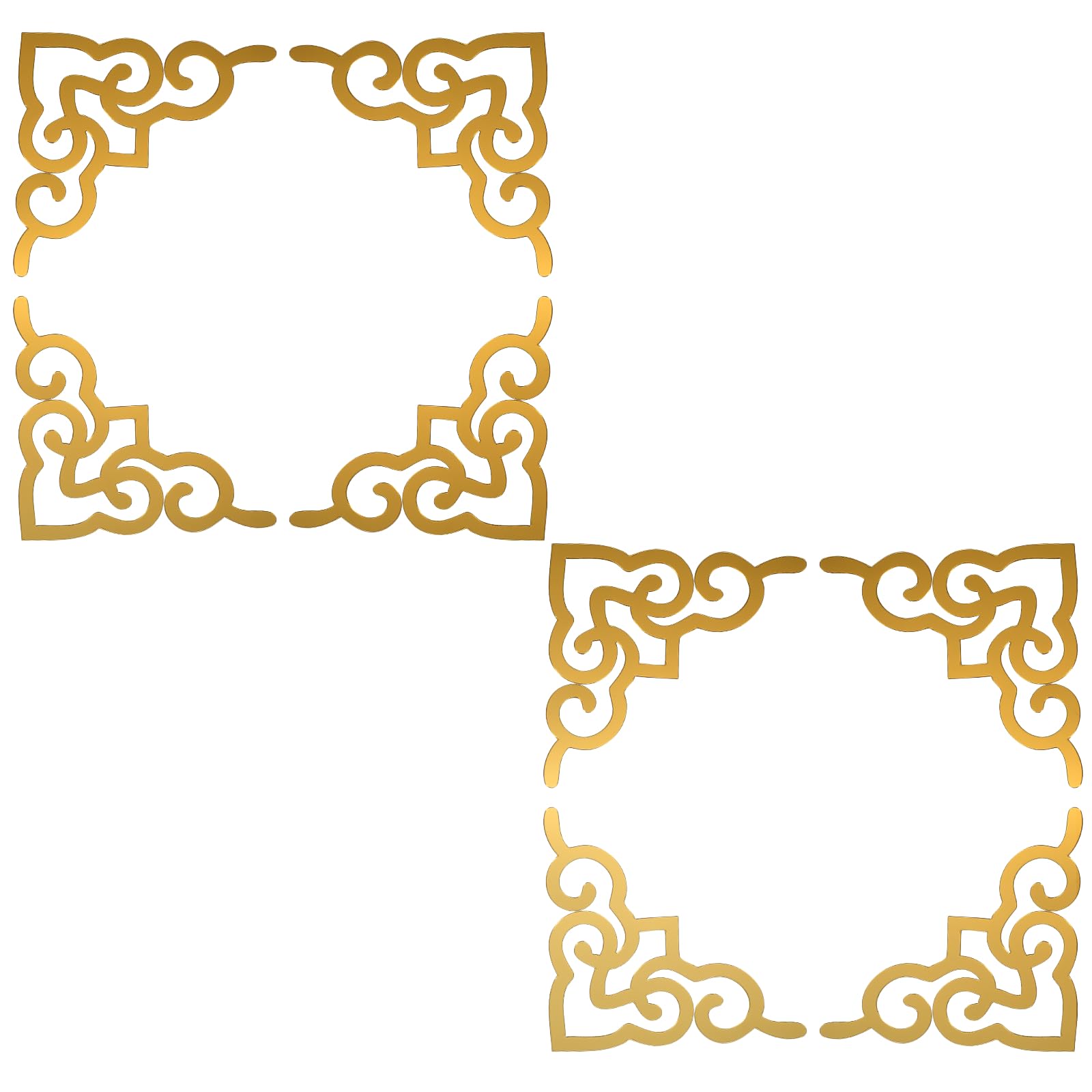 sourcing map 8 Pcs Hollow Mirror Wall Stickers, Acrylic Corner Decor Stickers Self Adhesive Mirror Stickers for Bathroom Living Room Bedroom Ceiling Office Decal (Dark Gold Tone, 3.9 x 3.9)