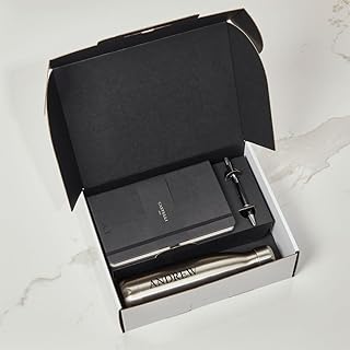 Personalised Corporate Gift Set Box - Custom Castelli Notebook, Pen & Water Bottle Gift Set Company Gifts Gifting for Employees Business - Corporate Christmas Xmas Presents for Staff (Black)