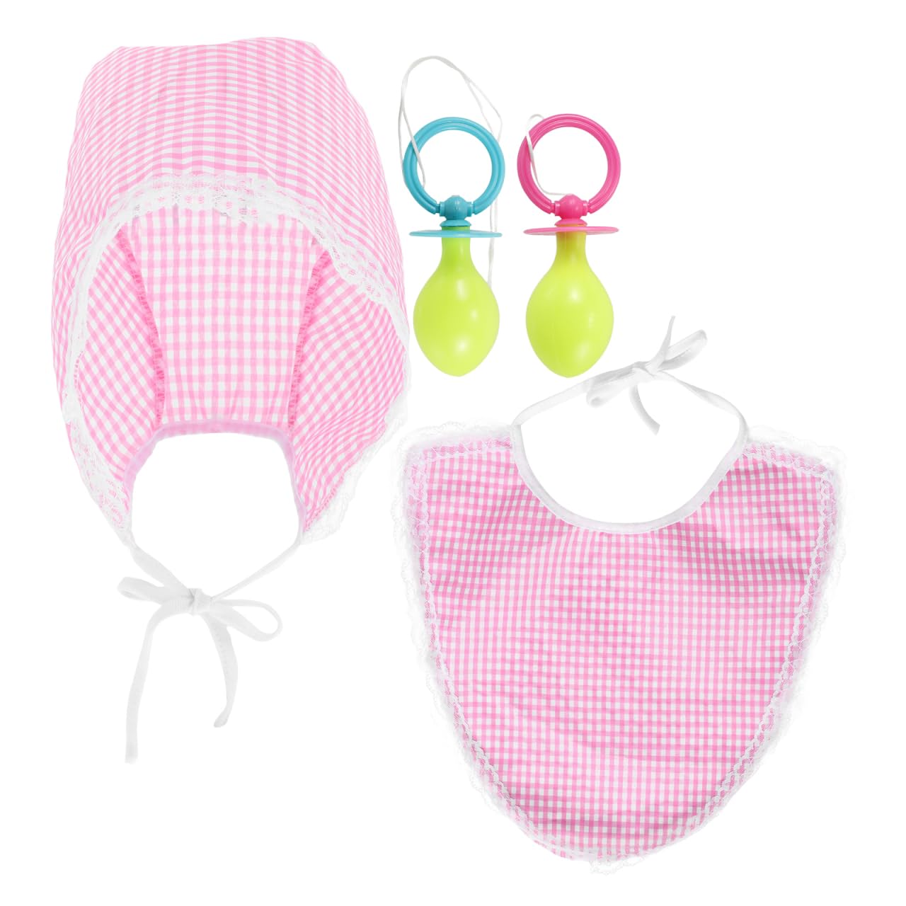 CIYODO 1Set Adult Cosplay Hat Bib and Jumbo Pacifier Set Novelty Costume Accessory for Halloween Parties Themed Events Unisex Design